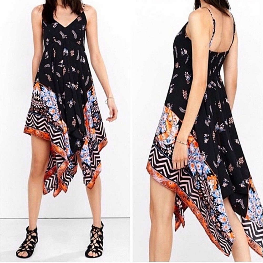 Express Black Floral Midi Dress
